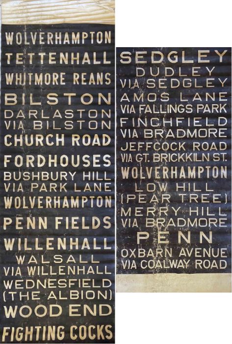 1950s/60s Wolverhampton Corporation TROLLEYBUS DESTINATION BLIND. A complete, linen blind in well-