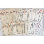 Large quantity (c60) of 1940s/50s (handful 1960s) London Underground diagrammatic card POCKET