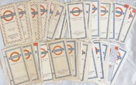 Large quantity (c60) of 1940s/50s (handful 1960s) London Underground diagrammatic card POCKET