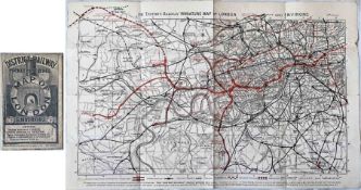 1902 District Railway POCKET MAP 'Pocket Reference Map of London & Environs'. This is a true