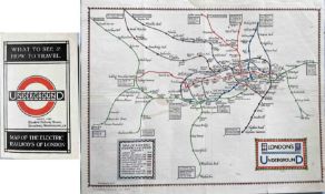 1922 London Underground MAP OF THE ELECTRIC RAILWAYS OF LONDON 'What to See & How to Travel' with