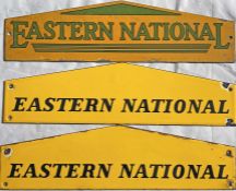 Selection (3) of Eastern National TIMETABLE PANEL HEADER PLATES. One is alloy, c1930s-40s, and two