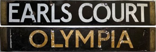 London Underground O/P/Q-Stock enamel CAB DESTINATION PLATE for Earls Court / Olympia ('Olympia'