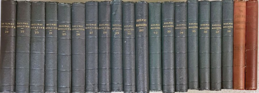 20-volume run of bound volumes of THE RAILWAY MAGAZINE comprising volumes 21-40, July 1907 to June