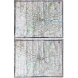 Pair of 1960s London Transport quad-royal POSTER MAPS 'London's Transport Systems' by B G Lewis