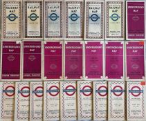 Quantity (23) of 1930s/40s London Underground POCKET MAPS - the larger, paper versions. Issues are