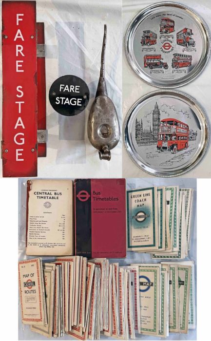 Good quantity (65 items) of London Transport enamel etc & paper items comprising 2 x enamel double-