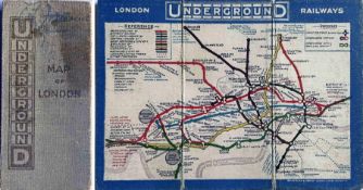 c1911 London Underground linen-card POCKET MAP. Issued by the Metropolitan Railway and promoting the