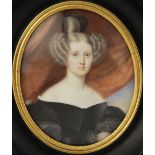 English school (late 18th century), A portrait miniature depicting a young lady in half mourning