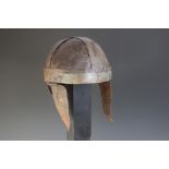 A modern reproduction of a 'Spangenhelm' in the style of the 6th century AD, the skull constructed