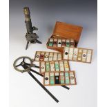 A collection of thirty five microscope specimen slides, late 19th century, most prepared by Moritz