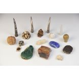 * A selection of Chinese and Eastern objects of virtue, to include a pale jade nail guard, with