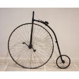 A late 19th/early 20th century and later, Penny Farthing bicycle, the 122cm spoked wheel mounted