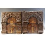 A pair of Elizabeth I, Tudor, 16th century, carved oak and inlaid Nonsuch type panels, each designed