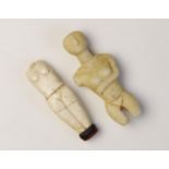 Two Cycladic style figures, Not Ancient, 8.5cm high and 10.5cm high (2) Provenance: Ex Alison Barker