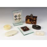 A selection of boxes and card cases, to include: a 19th century ivory snuff box, of rounded