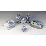 A selection of 18th century Chinese blue and white porcelain, to include a celadon segment or