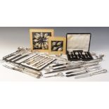 A selection of silver, silver mounted and silver coloured cutlery, to include a cased set of six