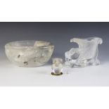 A Chinese carved rock crystal libation cup, realistically carved as a Qilin with archaic