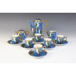 * A Noritake six setting coffee service, comprising: a coffee pot and cover (spout restored), six
