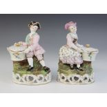 * A Stevenson & Hancock Derby figural pot pourri and cover, mid to late 19th century, modelled as