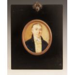 English school (19th century), A portrait miniature depicting a frock coated gentleman bust