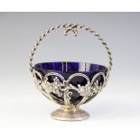 A Victorian silver sugar basket, Thomas Bradbury & Sons, London 1863, the circular pierced bowl with