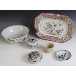 A selection of Chinese porcelain, predominantly 18th century to include a canted rectangular rouge