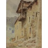 Pierre Comba (French, 1859-1934), An Alpine farmhouse, Watercolour over pencil on paper, Signed