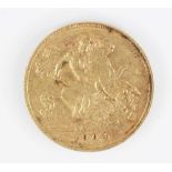 An Edwardian half sovereign, dated 1904, weight 3.9gms