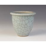 A Chinese Ge-Ware brush pot, with an all over celadon glaze against a craquelure body, of tapered