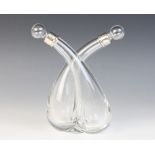 A George V silver mounted glass oil and vinegar cruet, Schindler & Co, London 1927, designed as