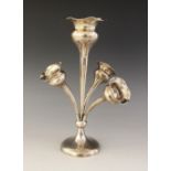 An Edwardian silver epergne, William M Hayes, Birmingham 1904, trumpet shaped with waved borders,