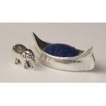 An Edwardian novelty silver pin cushion modelled as an elephant, Adie & Lovekin, Chester 1909, 3.7cm