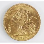 A George V sovereign, dated 1915, 7.9gms