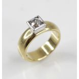 A diamond solitaire ring, the central old cut diamond measuring approximately 4.75mm L x 5.00mm W