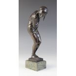 Johann Wolfgang Elischer (1891-1966), a patinated bronze figure modelled as a young girl clasping