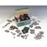 A selection of George IV and later English coinage and commemorative medals, including half-