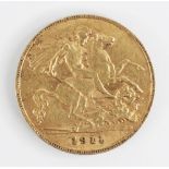 A George V half sovereign, dated 1911, weight 3.9gms