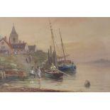 Frederick Parr (1887-1970), A fishing harbour scene, Watercolour on paper, Signed lower left, 25.5cm
