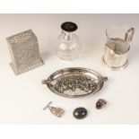 A George V silver and tortoiseshell, cut glass dressing table bottle, London 1916 (maker's marks
