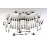 A selection of Victorian lily pattern silver cutlery, Thomas Hart Stone, Exeter 1863, comprising;