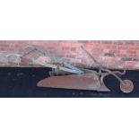 An early 20th century single furrow horse drawn plough, 220cm long