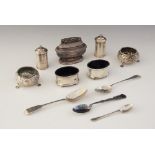 A selection of silver and silver coloured tableware, to include a pair of Victorian silver open