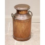 A Nestle branded copper milk churn, late 19th/early 20th century, the name embossed to the upper