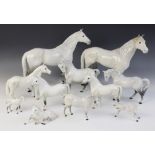 A selection of Beswick Grey horses, to include a Horse, Head Tucked, Leg Up, model No. 1549, first