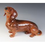 A Beswick fireside dachshund, model No. 2286, in tan colourway, 17cm high