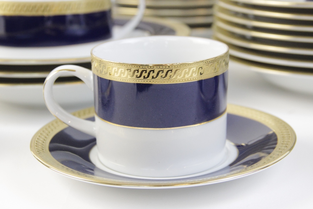 A Laklain porcelain part dinner service in the 'Regency' pattern, comprising: twelve soup plates, - Image 5 of 7