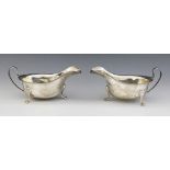 A pair of silver George VI sauce boats, Emile Viner Sheffield 1939, each of typical form with shaped