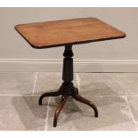 A 19th century mahogany tripod table, the rectangular top with rounded corners raised upon a